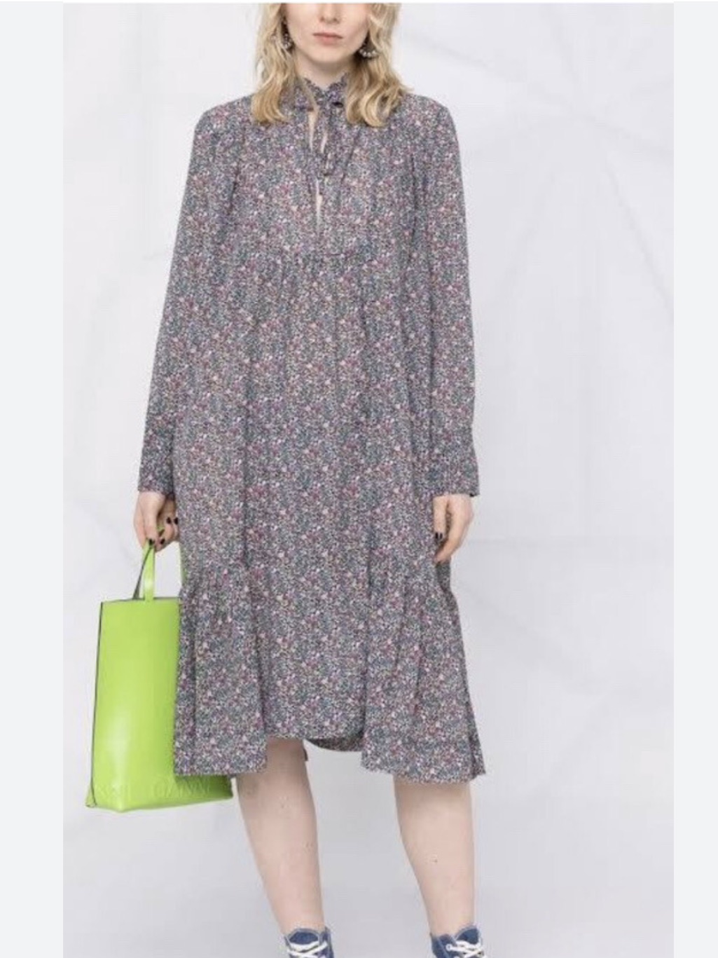 Ganni Floral Oversized Midi Dress